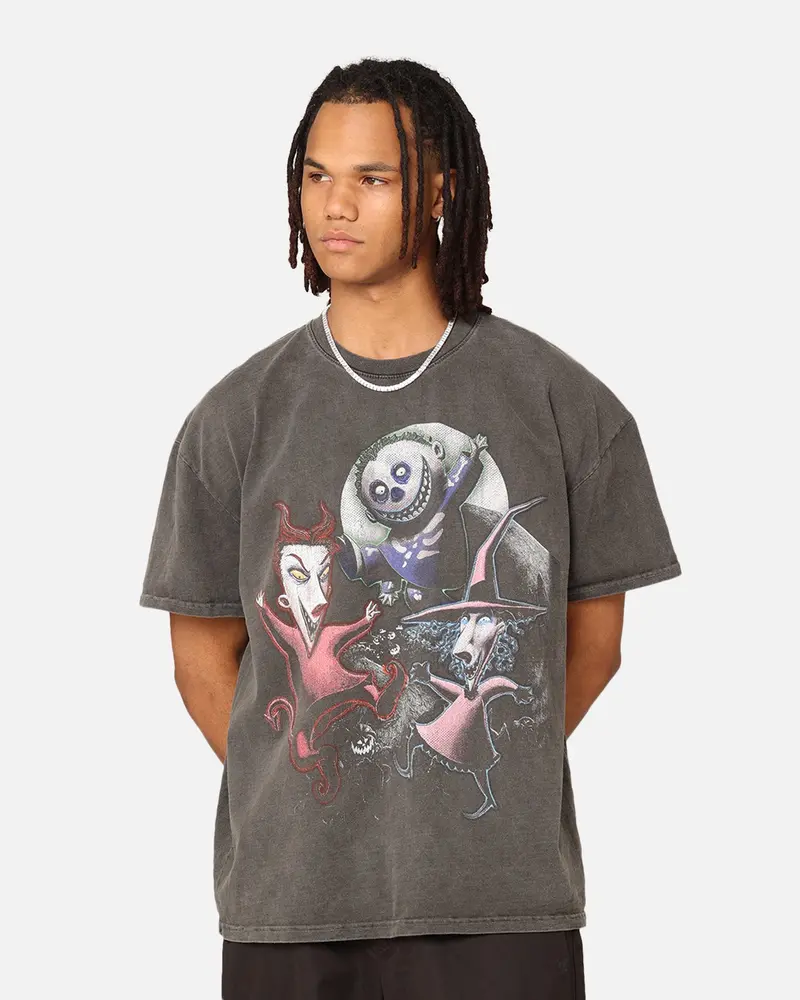 73Studio X The Nightmare Before Christmas Lock Shock & Barrel Heavyweight Vintage T-Shirt Black Wash 1