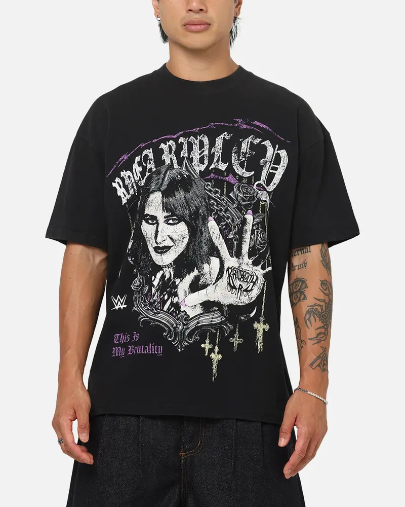 73Studio X Wwe Rhea Ripley Vintage T-Shirt Black Acidwash 1