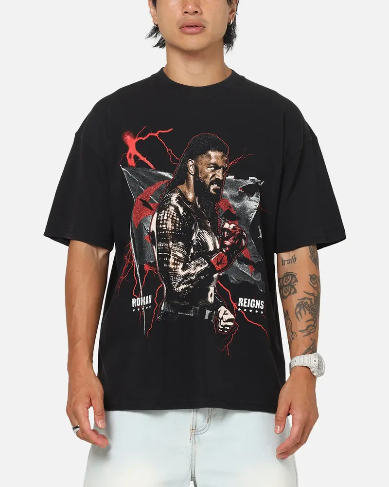 73Studio X Wwe Roman Reigns Vintage T-Shirt Black Acidwash 1