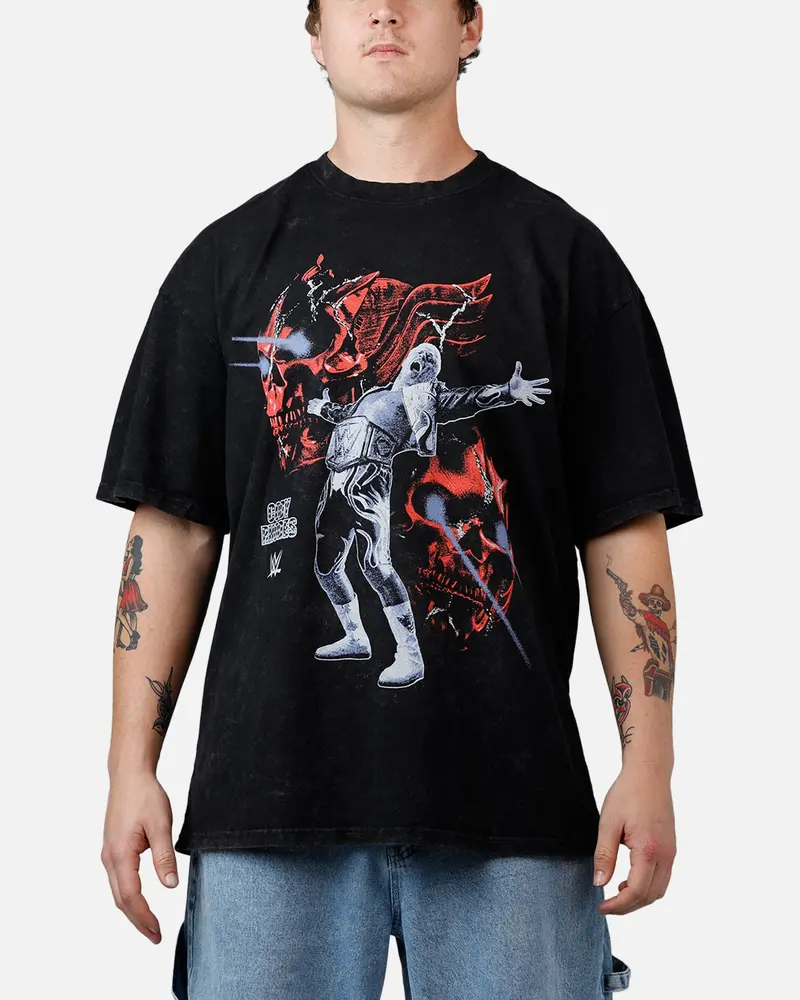 73Studio X Wwe Wrestlemania 42 Cody Rhodes T-Shirt Black Acidwash 1