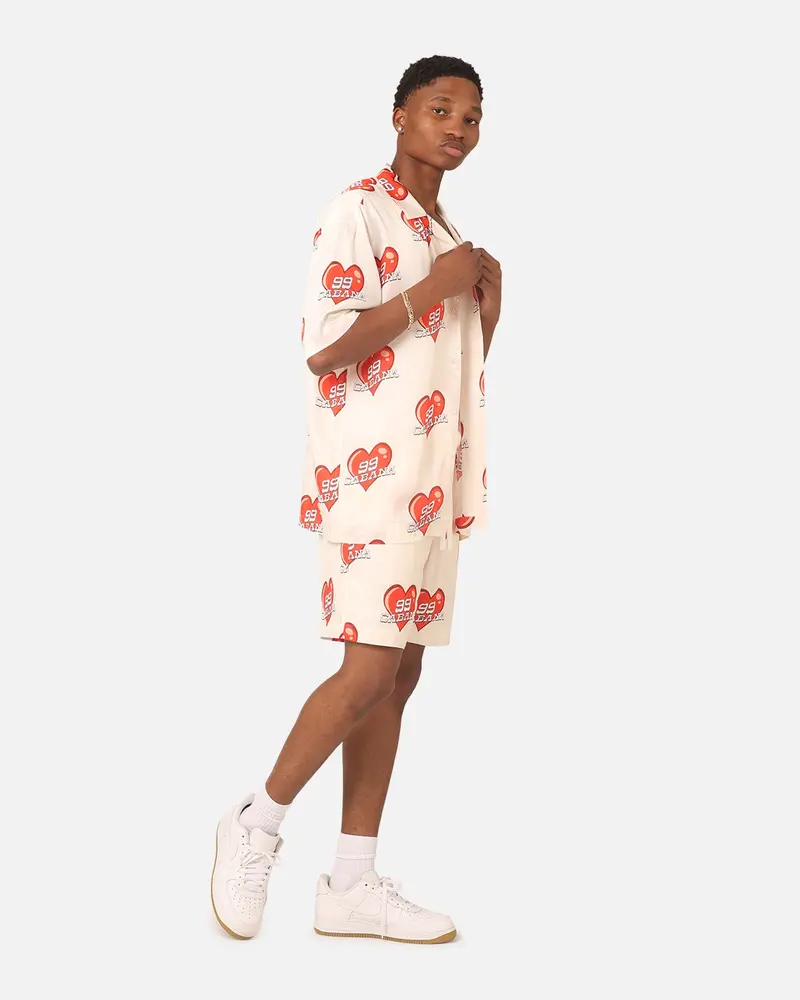 99 Cabana Roaming Hearts Shorts Off White/Red 2