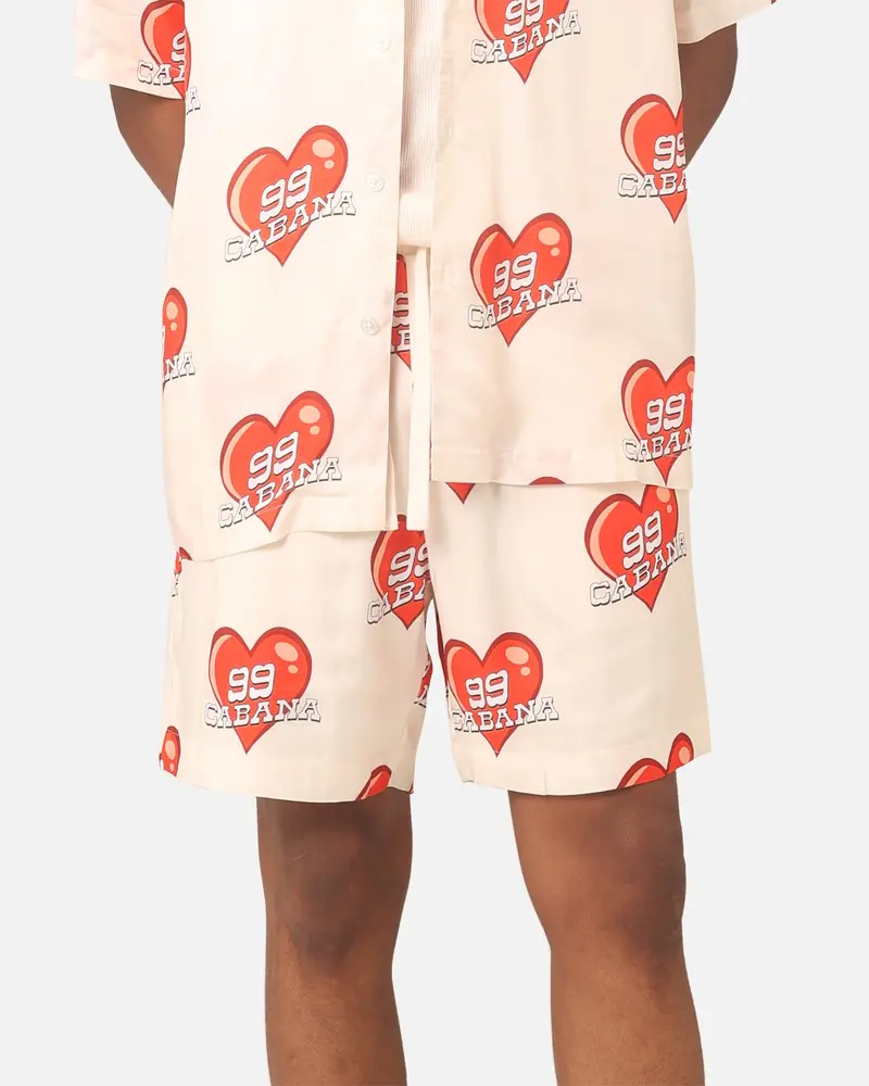 99 Cabana Roaming Hearts Shorts Off White/Red 4