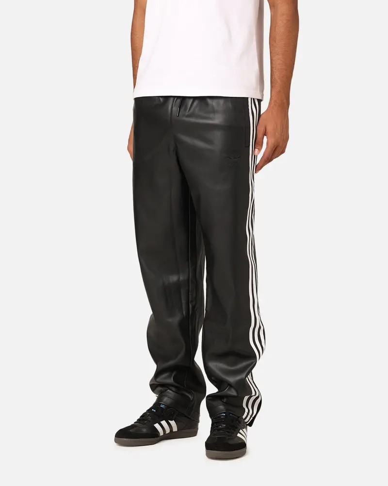 Adidas Faux Leather Adicolour 3-Stripes Firebird Track Suit Pants Black 1