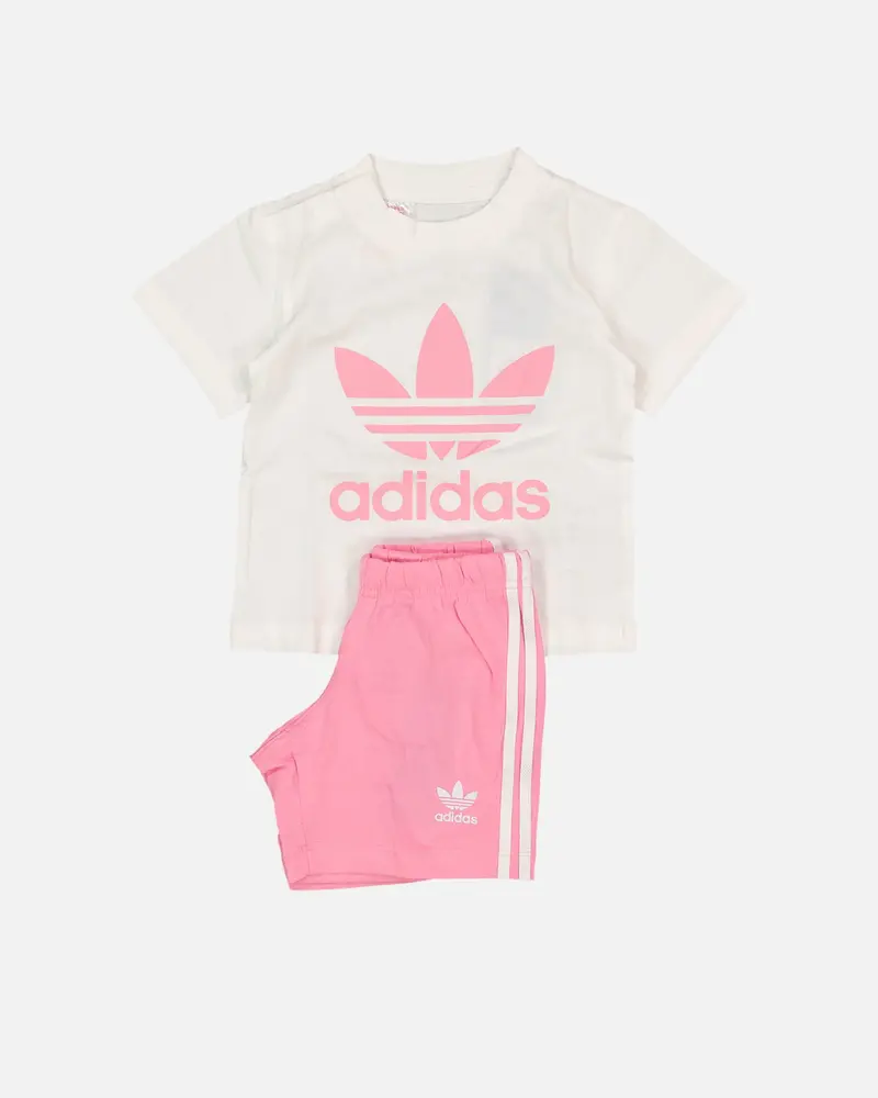 Adidas Infants' Trefoil Shorts Tee Set White/Bliss Pink 1