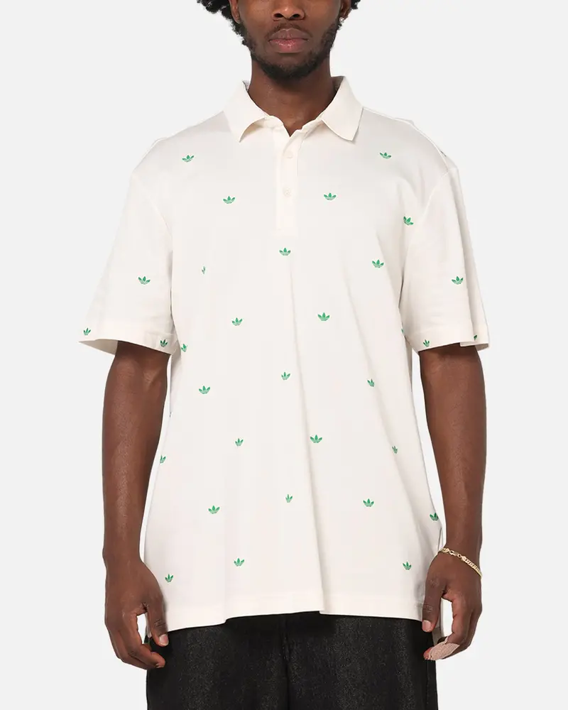 Adidas Originals Printed Trefoil Polo T-Shirt Chalk White 1