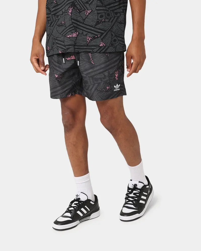 Adidas Trefoil All Over Print Swim Shorts Black/Grey Sox 1