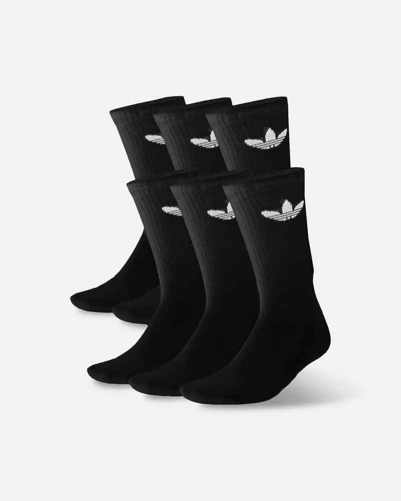 Adidas Trefoil Cushioned Crew Socks 6 Pack Black 1