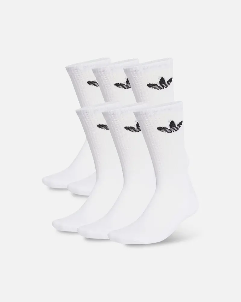Adidas Trefoil Cushioned Crew Socks 6 Pack White 1