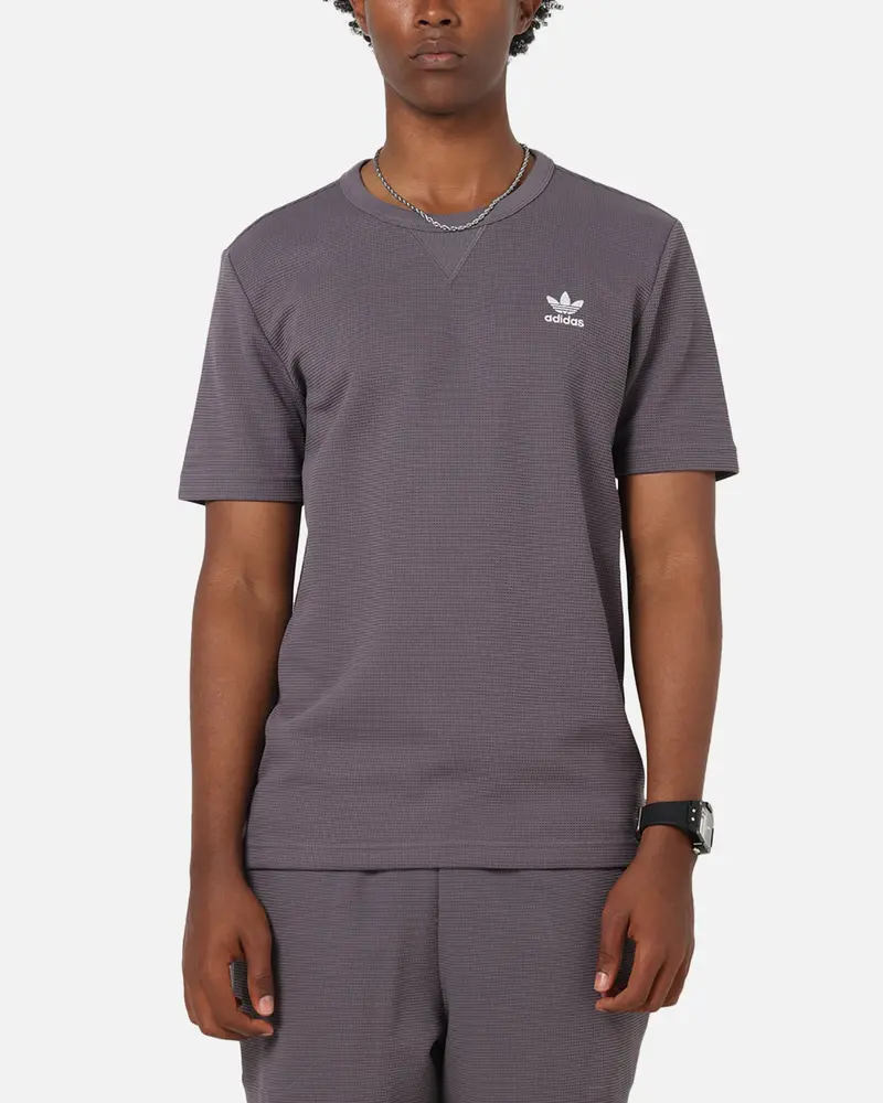 Adidas Trefoil Essentials Waffle T-Shirt Grey Strata 1