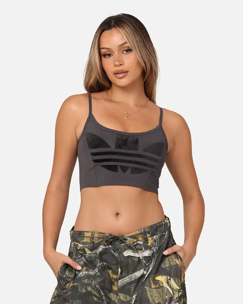 Adidas Women's Large Trefoil Bra Top Grey Six 1