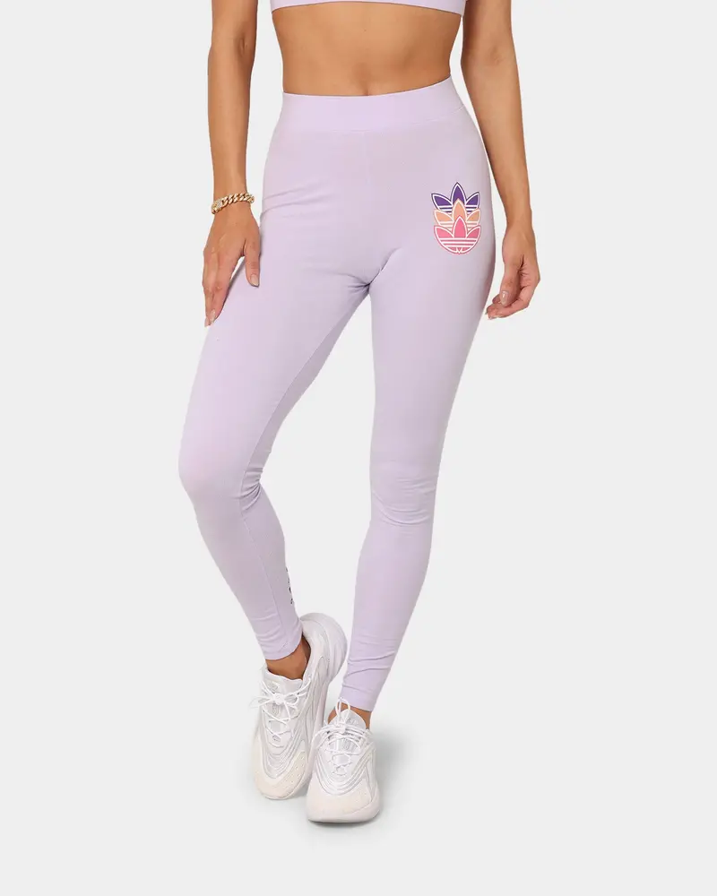 Adidas Women's Logo Play Leggings Purple Print 1