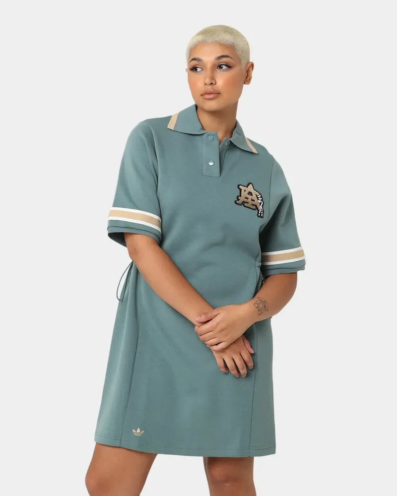 Adidas Women's Modern Collegiate Polo Dress Hazy Emerald 1