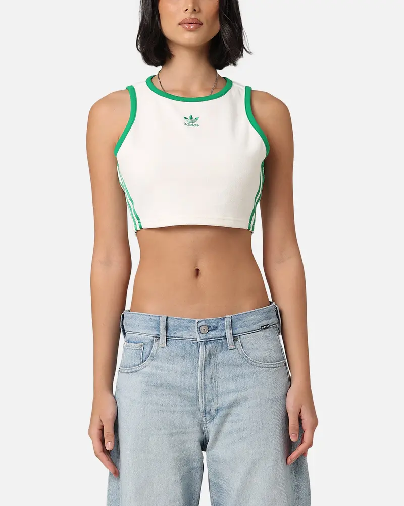 Adidas Women's Terry Cropped Tank Top Off White 1