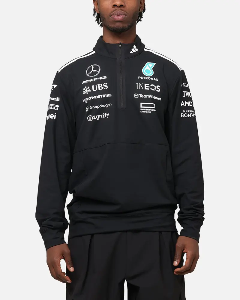 Adidas X Mercedes-Amg Petronas Formula One F1 2025 Team Quarter Zip Jacket Black/White 1