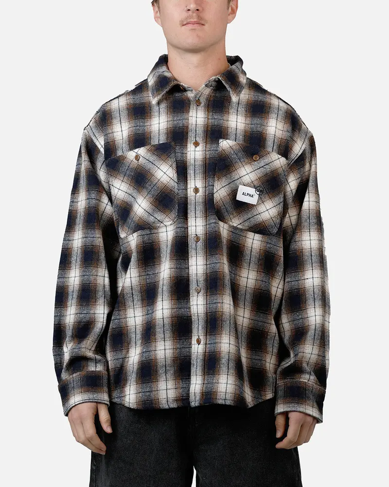 Alpha Industries Unfrm Flannel Button Up Shirt Rust 1