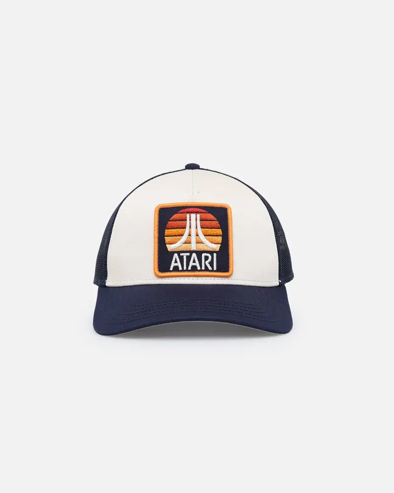 American Needle Twill Valin Patch Trucker Snapback Ivory/Navy 1