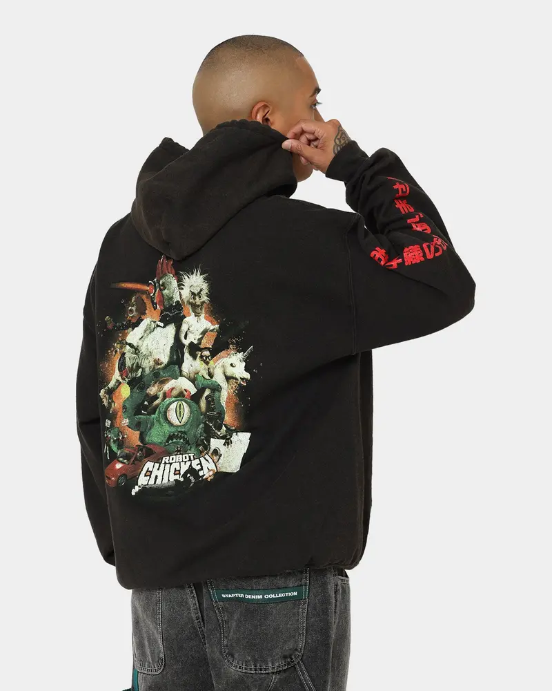 American Thrift Chicken Boom Vintage Hoodie Black Wash 1