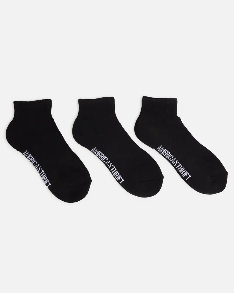 American Thrift Classic Ankle Socks 3 Pack Black 1