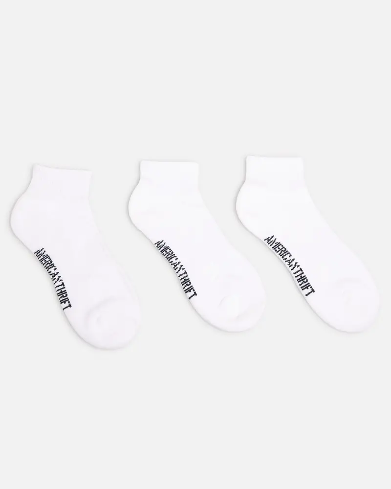 American Thrift Classic Ankle Socks 3 Pack White 1