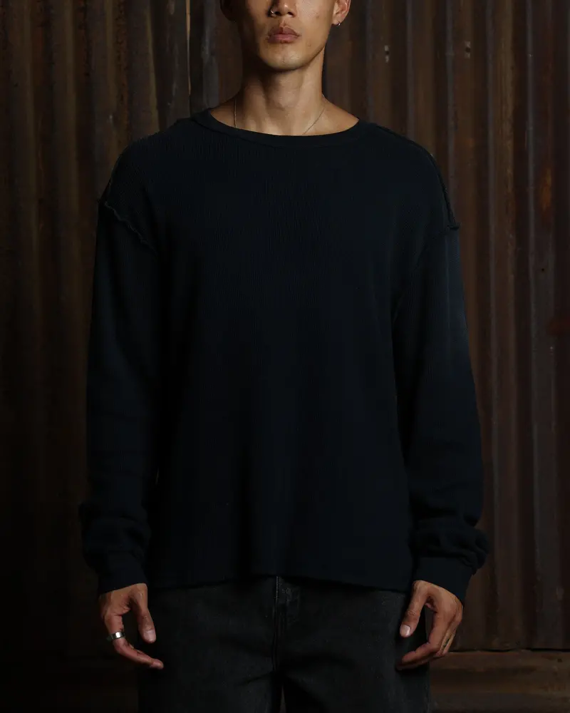 American Thrift Long Sleeve Thermal T-Shirt Washed Black 1