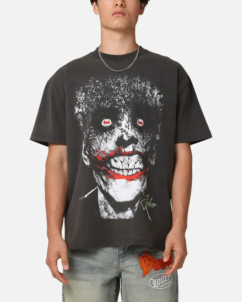 American Thrift X Dc Batman The Joker Smile Heavy T-Shirt Black Wash 1