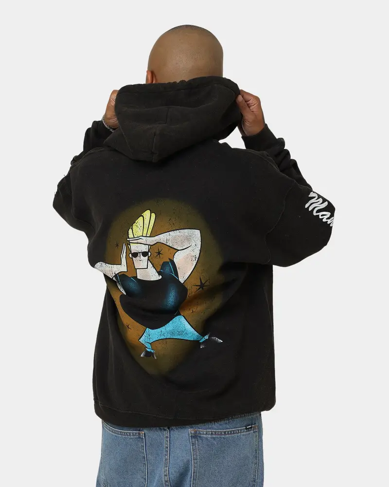American Thrift X Johnny Bravo Johnny Bravo Vintage Hoodie Black Wash 1