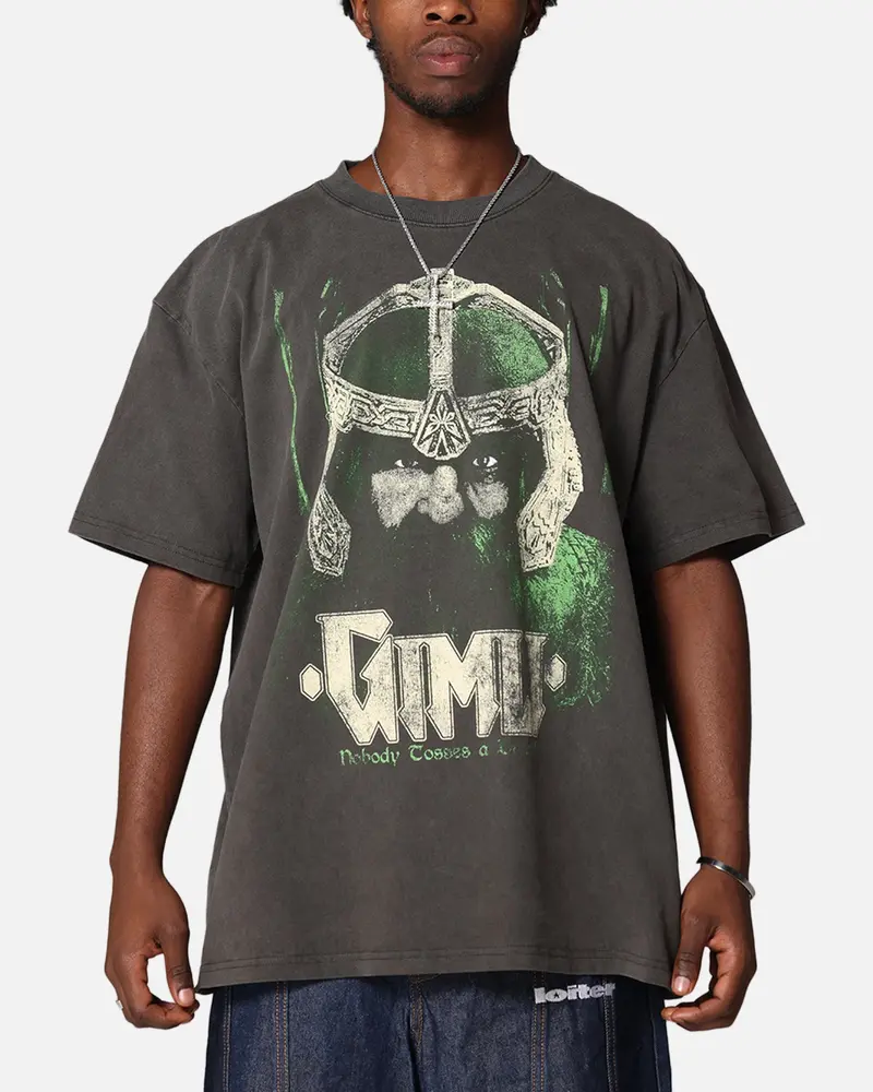 American Thrift X Lord Of The Rings Gimli Toss Heavy T-Shirt Black Wash 1