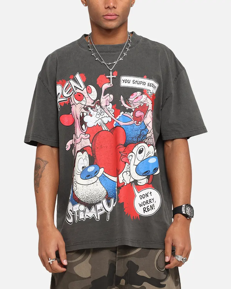 American Thrift X Nickelodeon Ren And Stimpy Heavy T-Shirt Black Wash 1