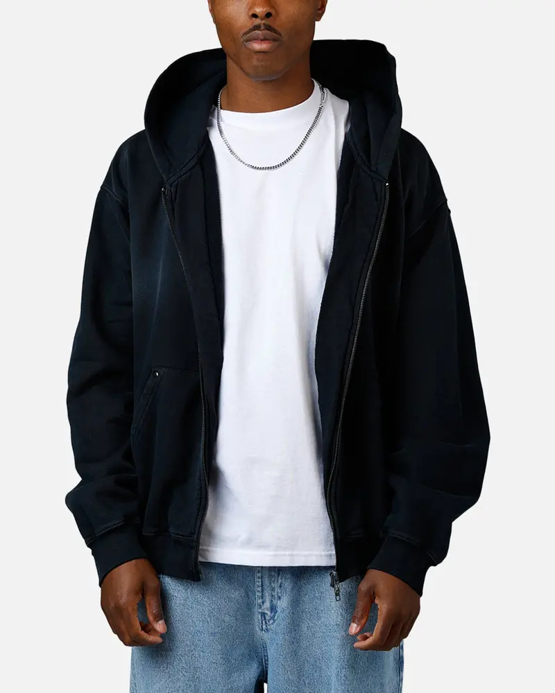 American Thrift Zip Hoodie Washed Black 1