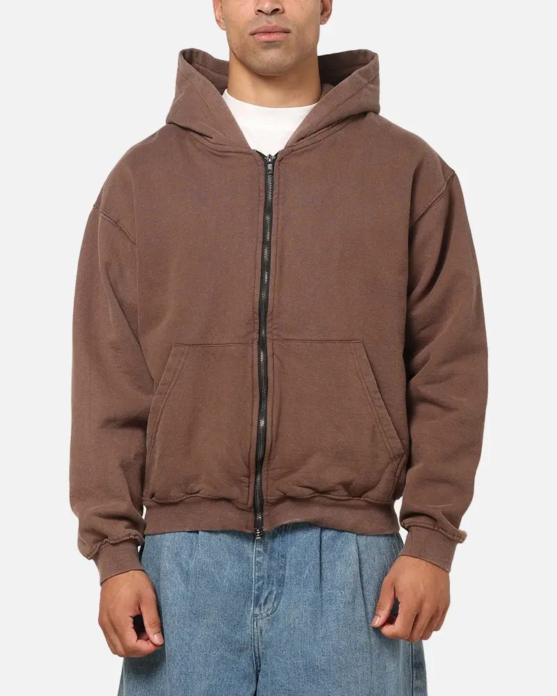 American Thrift Zip Hoodie Washed Brown 1