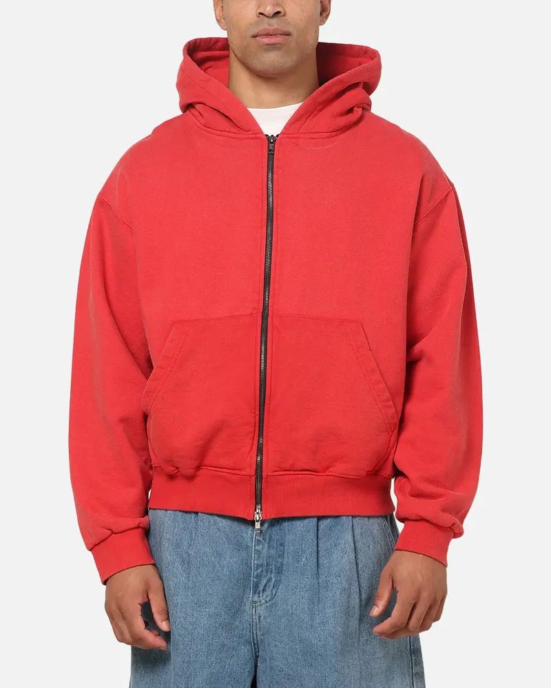 American Thrift Zip Hoodie Washed Red 1