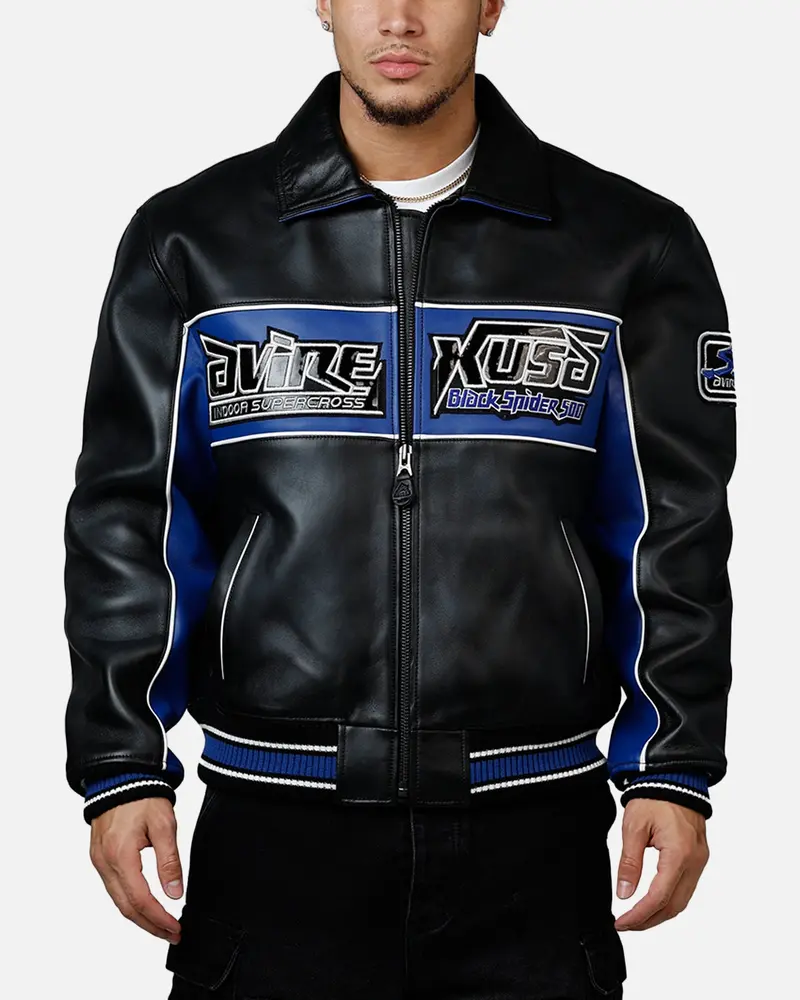Avirex Spider Racing Jacket Black/Blue 1