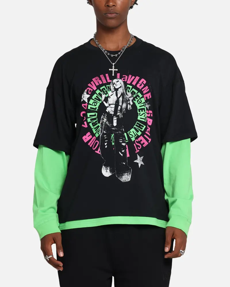 Avril Lavigne Avril Layered Long Sleeve T-Shirt Black Wash 1