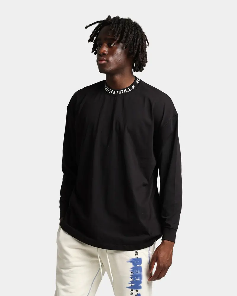Beentrill Logo Rib Long Sleeve T-Shirt Black 1