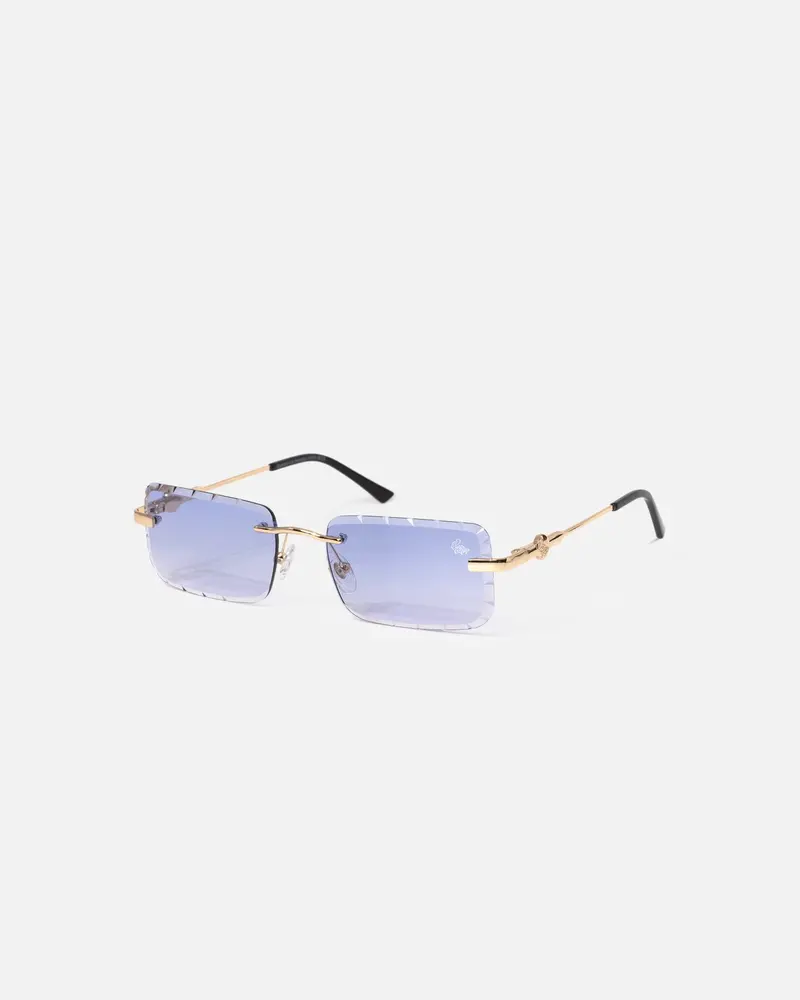 Belvoir & Co Hampton Diamond Cut Sunglasses Gold/Blue 1