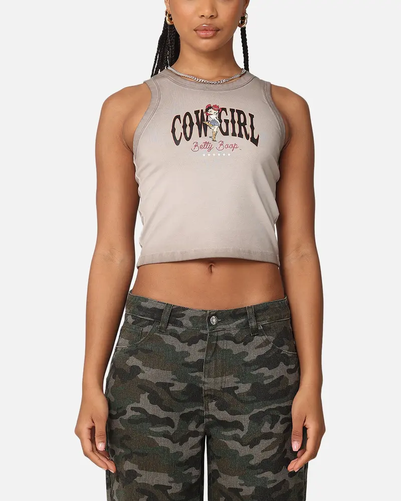 Betty Boop Women's Cowgirl Sunfade Tank Washed Brown 1