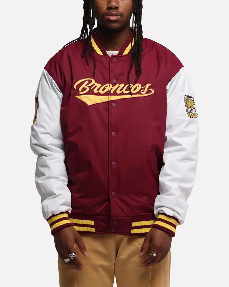 Bleacher Athletic Brisbane Broncos Nrl 1908 Baseball Varsity Jacket Official Team Colour 1