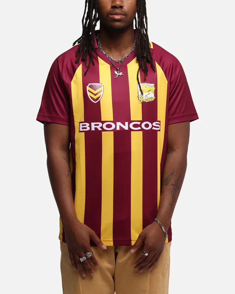 Bleacher Athletic Brisbane Broncos Nrl 1908 Collared T-Shirt Official Team Colour 1