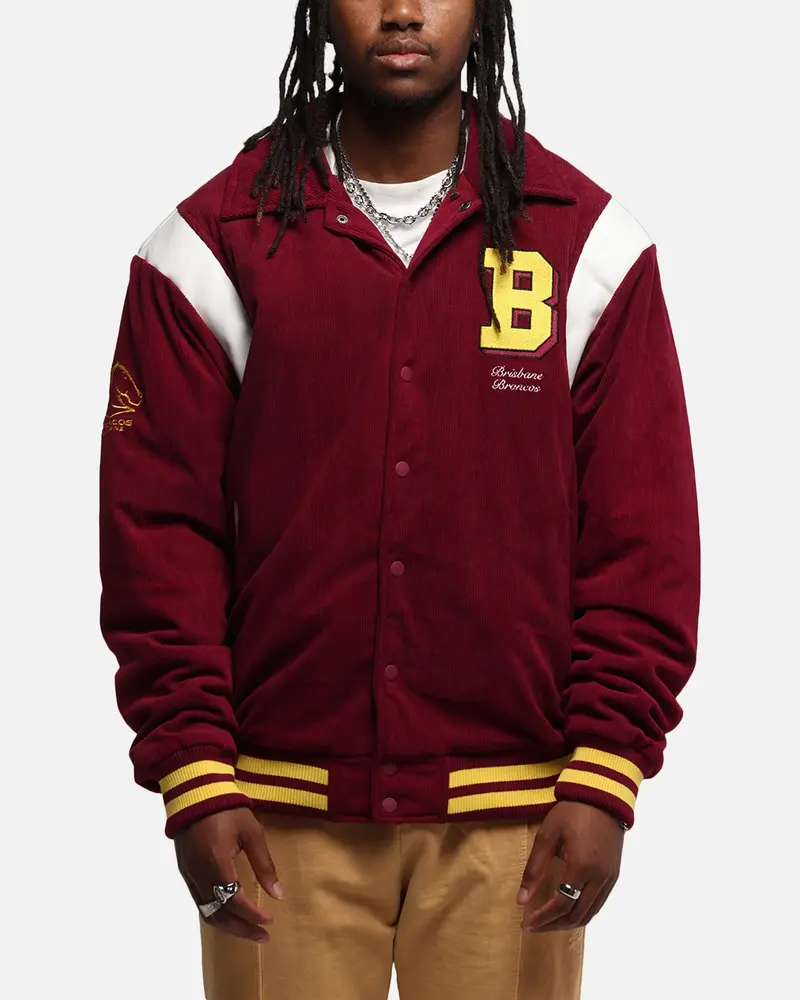Bleacher Athletic Brisbane Broncos Nrl 1908 Corduroy Varsity Jacket Official Team Colour 1