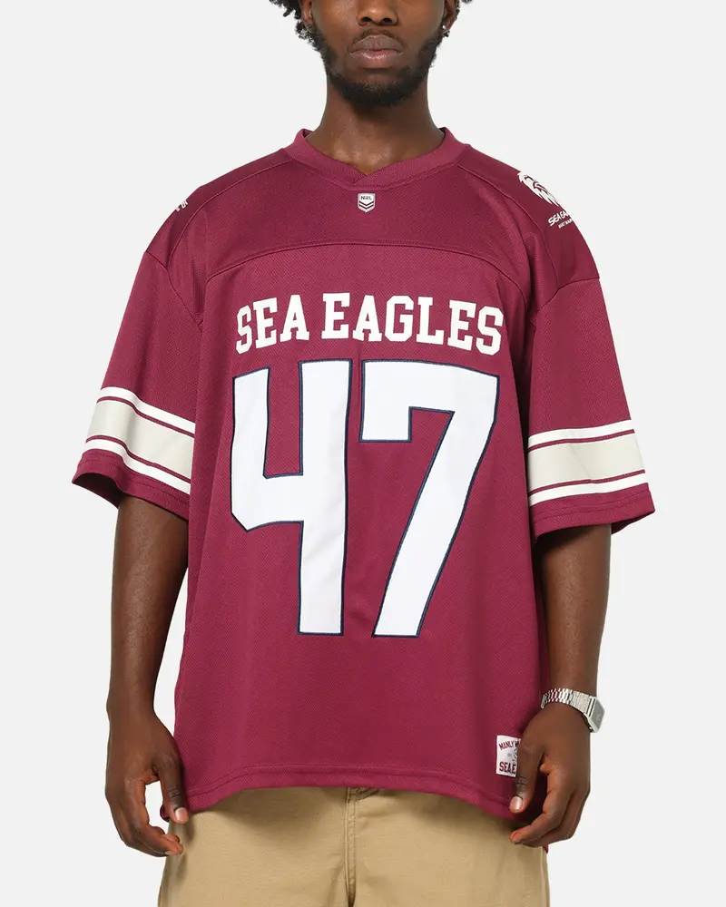 Bleacher Athletic Manly Warringah Sea Eagles Nrl Gridiron Mesh Jersey Official Team Color 1