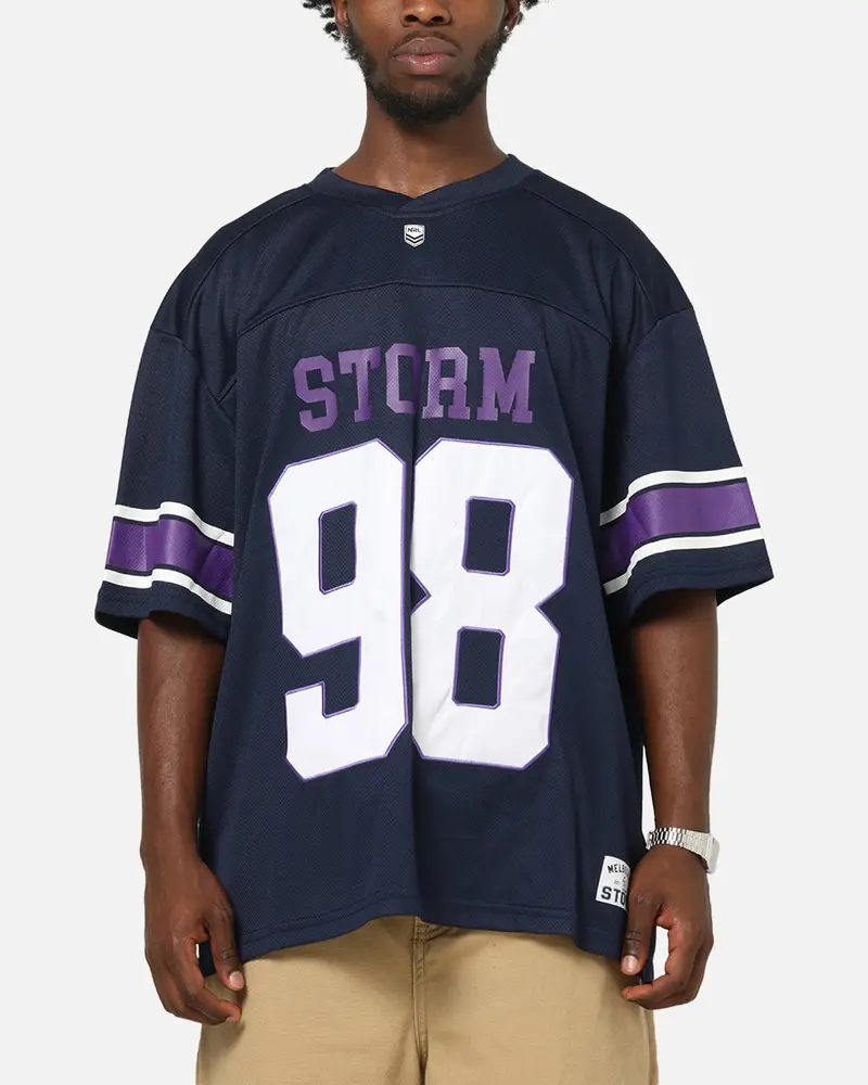 Bleacher Athletic Melbourne Storm Nrl Gridiron Mesh Jersey Official Team Color 1