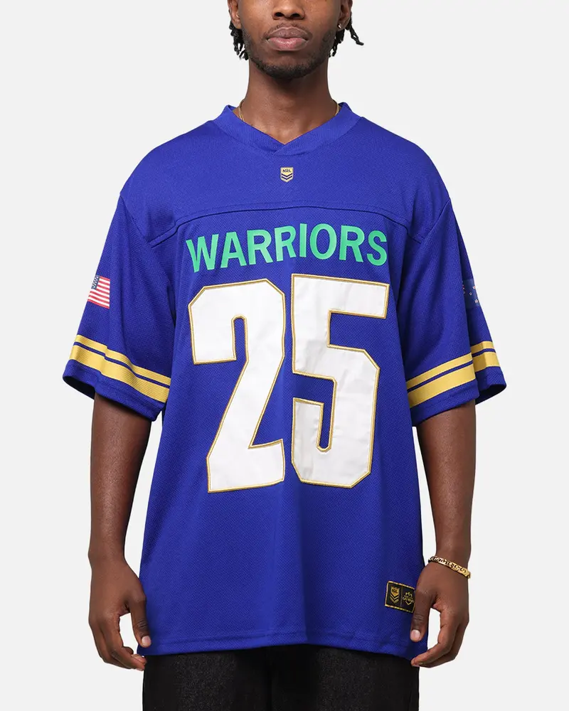 Bleacher Athletic New Zealand Warriors Nrl 2025 Las Vegas Round Grid Iron T-Shirt Official Team Colour 1