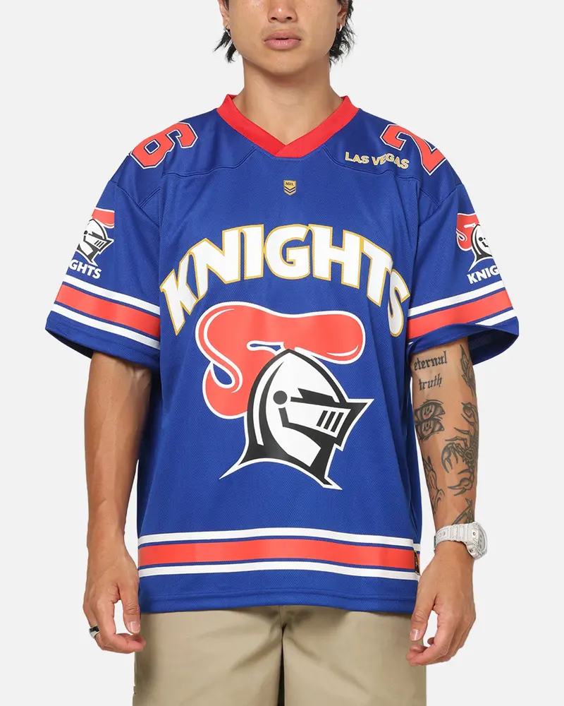 Bleacher Athletic Newcastle Knights Nrl Vegas Round 2026 Jersey Blue 1
