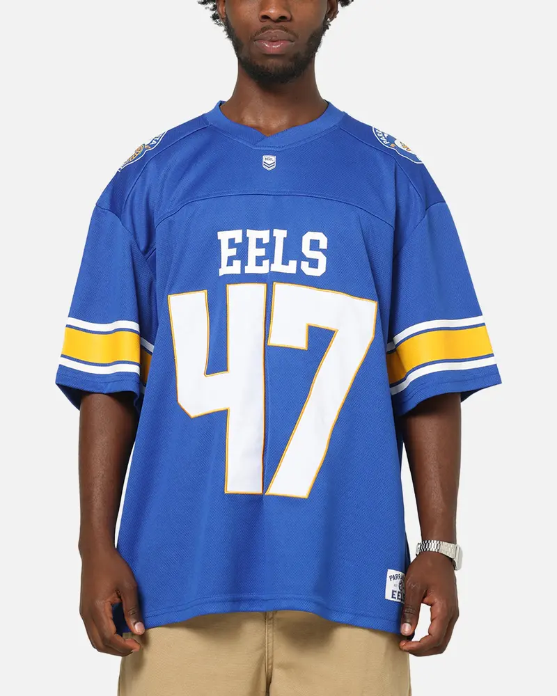 Bleacher Athletic Parramatta Eels Nrl Gridiron Mesh Jersey Official Team Color 1