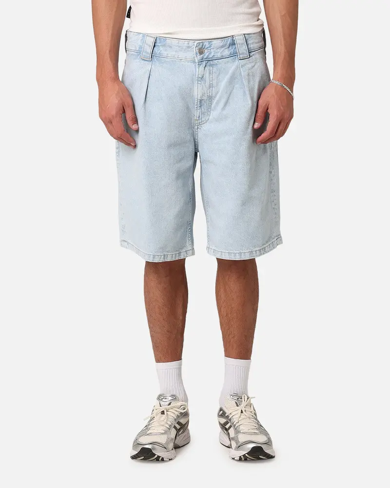 Calvin Klein 90'S Loose Pleated Denim Short Light Blue 1