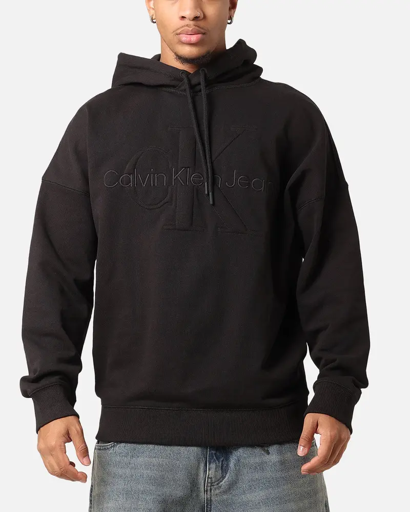 Calvin Klein Premium Monologo Hoodie Black 1