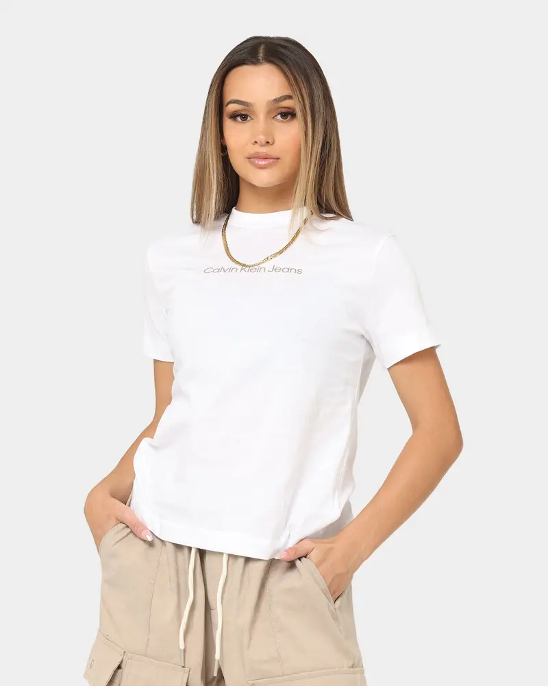 Calvin Klein Women's Shrunken Institutional T-Shirt Bright White 1