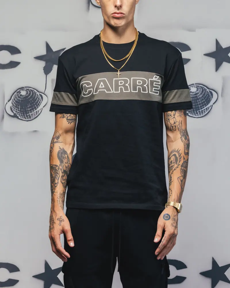 Carre Bars T-Shirt Black/Khaki 1