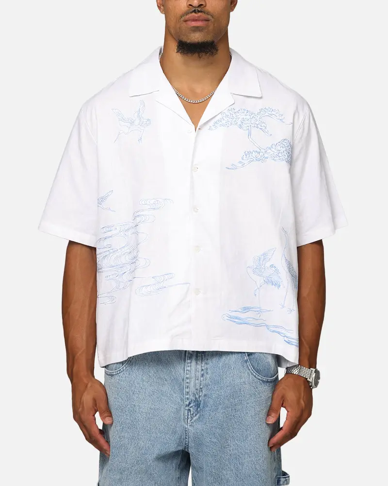 Carre Crane Button Up Shirt White/Light Blue 1