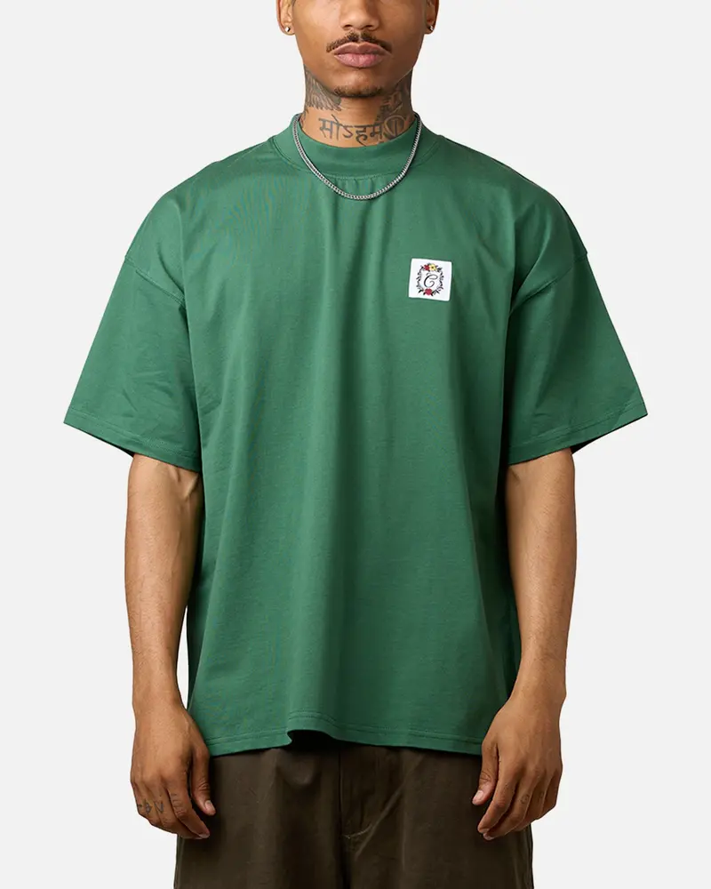 Carre Damask Oversized T-Shirt Forest Green 1